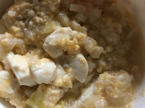 離乳食⭐味噌汁取り分け豆腐と卵のおじや